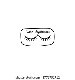 Single false eye lashes icon. Eyelashes vector sketch illustration for print, web, mobile and infographics. Hand drawn outline doodle icon.