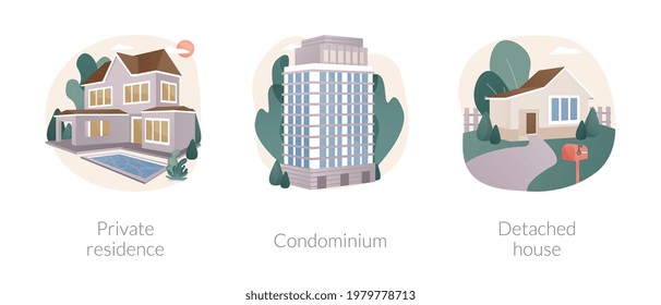 Single family home abstract concept vector illustrations.