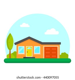 Single Family House Home. Simple Vector Illustration 