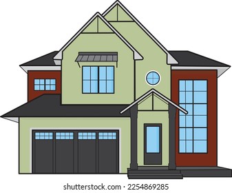 Single Family Modern House Illustration