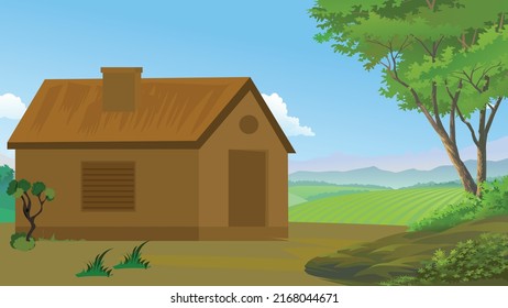 Single Farm House Indian Village Brown House
