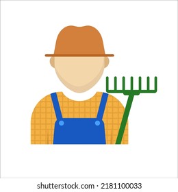 Icono de un solo granjero en estilo plano aislado en fondo blanco