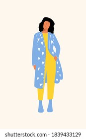 Single fashinable girl doodle character for design friends card, party invitation, poster page, t-shirt print etc.