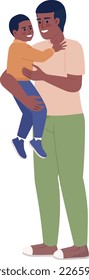 Single father carrying happy toddler boy semi flat color vector characters. Editable figures. Full body people on white. Simple cartoon style spot illustration for web graphic design and animation