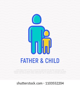 Single father and child thin line icon. Modern vector illustration.