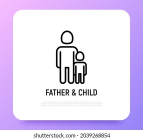 Single father and child thin line icon. Modern vector illustration.