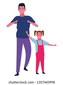 Single father and daughter cartoon