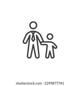 Single father line icon. linear style sign for mobile concept and web design. Father with child outline vector icon. Symbol, logo illustration. Vector graphics