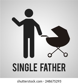 single father whith his truckle bed  over gray color background
