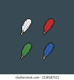 single feather with different color in pixel style