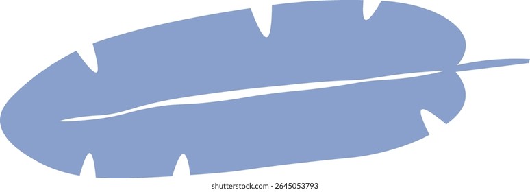A single feather with smooth curves and pointed tips in clean lines. The feather shape is elongated and gently tapered. Cartoon vector illustration.