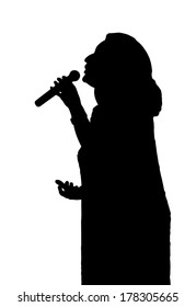Single Female Opera Singer With Microphone Silhouette