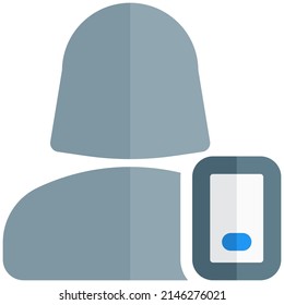 single female user using web messenger on a smartphone