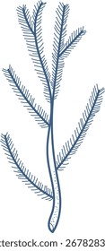 Uma única folha de samambaia com linhas intrincadas e frondes detalhadas em um estilo desenhado à mão. A ilustração captura a estrutura delicada e a elegância natural da planta. Ilustração de vetor de desenhos animados.