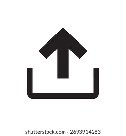 Ein einzelnes ausgefülltes Symbol mit einem Pfeil, der nach oben zeigt und die wesentliche Aktion des Hochladens einer Datei oder des Sendens von Daten an einen Server darstellt.
