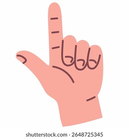 Single finger pointing up, often used for attention or indicating direction. Flat and minimal style.