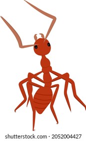 Single fire ant worker drawing. Isolated. Cartoon vector illustration.