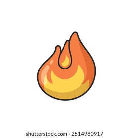 single fire in outline flat vector design.