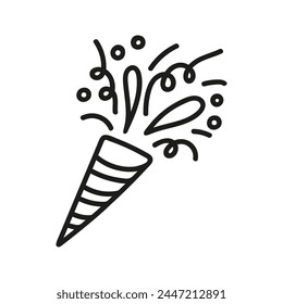 Single firework for celebration. Hand drawn doodle vector illustration 