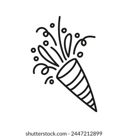 Single firework for celebration. Hand drawn doodle vector illustration 