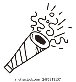 Ein einziges Feuerwerk zum Feiern. Handgezeichnete Doodle-Vektorillustration