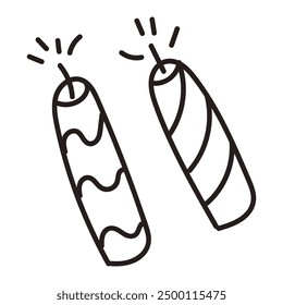 Single firework for celebration. Hand drawn doodle vector illustration