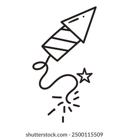 Single firework for celebration. Hand drawn doodle vector illustration