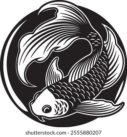 single fish design, black and white,