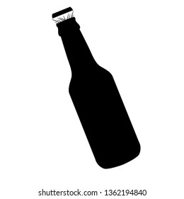 Single flat beer bottle icon isolated on a white background .