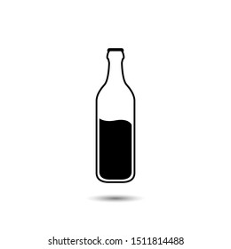 Single flat beer bottle icon isolated on a white background. Vector