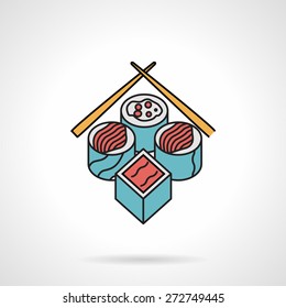 Single flat color design vector icon for sushi menu on white background.