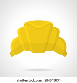 Single flat color design vector icon for yellow croissant for cafe menu on white background.