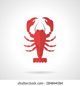 Single flat color style vector icon for red lobster on white background.