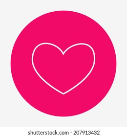 Single flat heart contour icon, vector illustration, easy paste to any background