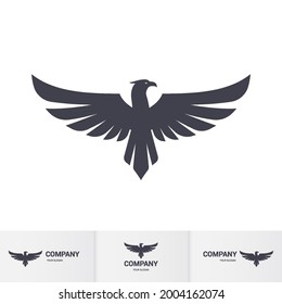 Single Flat Icon of an Abstract Eagle for Logo Identity. Falcon Bird Mascot Concept for Brand and Logotype Company on White Backdrop