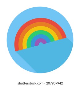 Single flat lgbt rainbow icon, icon with long shadow. Vector illustration, easy paste to any background