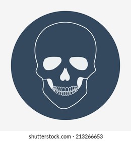 Single flat skull icon. Vector illustration, easy paste to any background.