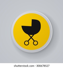 single flat style icon vector image baby carriage