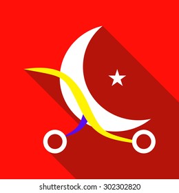 single flat style icon vector image baby carriage