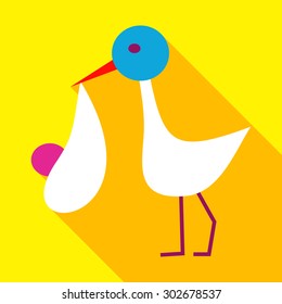 single flat style icon vector image stork