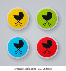 single flat style icon vector image baby carriage
