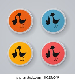 single flat style icon vector image stork