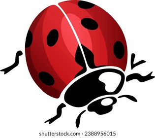 Vista lateral de la ilustración de ladybug de estilo simple plano aislado en fondo blanco