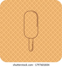 single flavor circular shaped ice cream cone or popsicle in brown lines. textured beige background