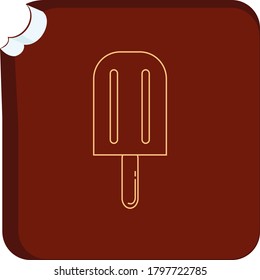 single flavor circular shaped ice cream cone or popsicle with beige lines. brown background