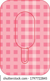 single flavor circular shaped ice cream cone or popsicle with red lines. pink background