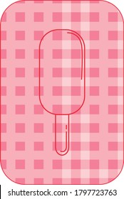 single flavor circular shaped ice cream cone or popsicle with red lines. pink background