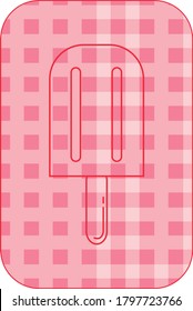helado circular de sabor único con forma de cono o paleta con líneas rojas. fondo rosa