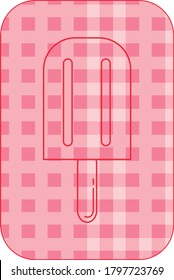 helado circular de sabor único con forma de cono o paleta con líneas rojas. fondo rosa
