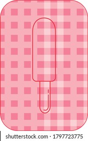 single flavor circular shaped ice cream cone or popsicle with red lines. pink background